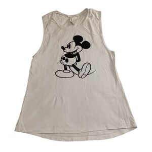 Bella Canvas Mickey Mouse Graphic Tank‎ Top Sleeveless Casual White EUC